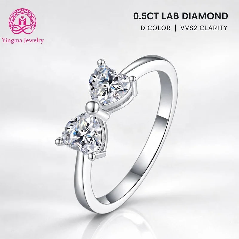 Gioiellieri Sweet Heart Cut 0.5CT D Color VVS2 Lab Grown Diamond Ring 9K 10K 14K 18K Real Gold PT950 Minimalist Band Anniversary Ring