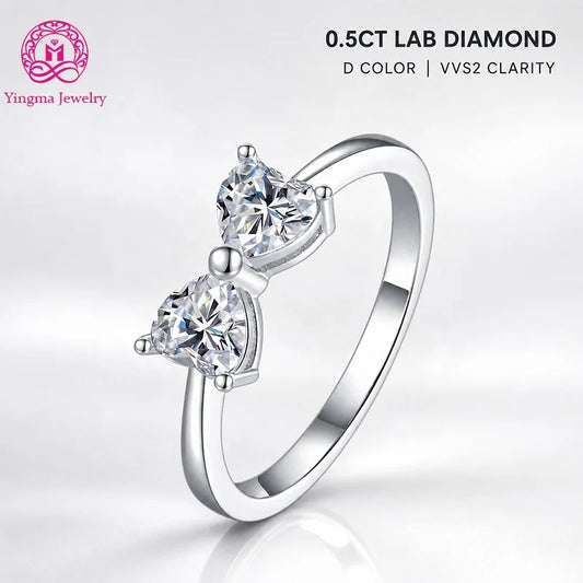 Gioiellieri Sweet Heart Cut 0.5CT D Color VVS2 Lab Grown Diamond Ring 9K 10K 14K 18K Real Gold PT950 Minimalist Band Anniversary Ring