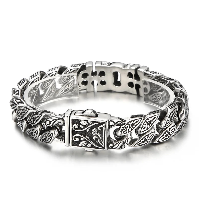 KALEN Gothic Ankh Cuban Links Bracelet – Silver