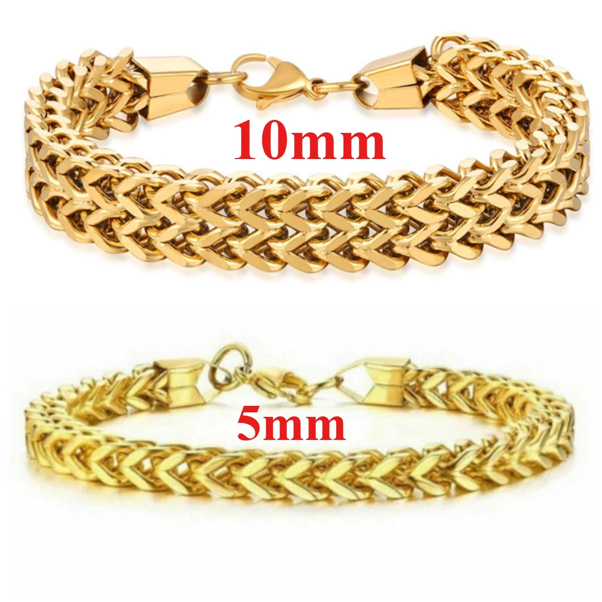 REBEL Stylish Stainless Steel Foxtail Chain Bracelet for Men Double Franco Link Chain Bracelets Jewelry