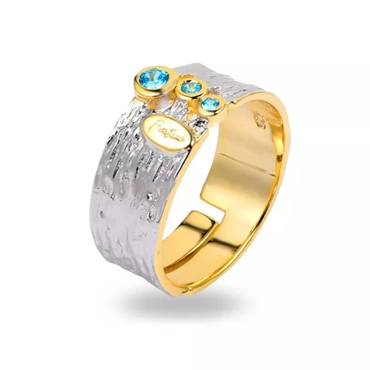 Rhinestone 925 Sterling Silver Ring for Women Dubai Design Blue Wholesale Handmade Vintage Perfect Zircon Lead & Nickel Free