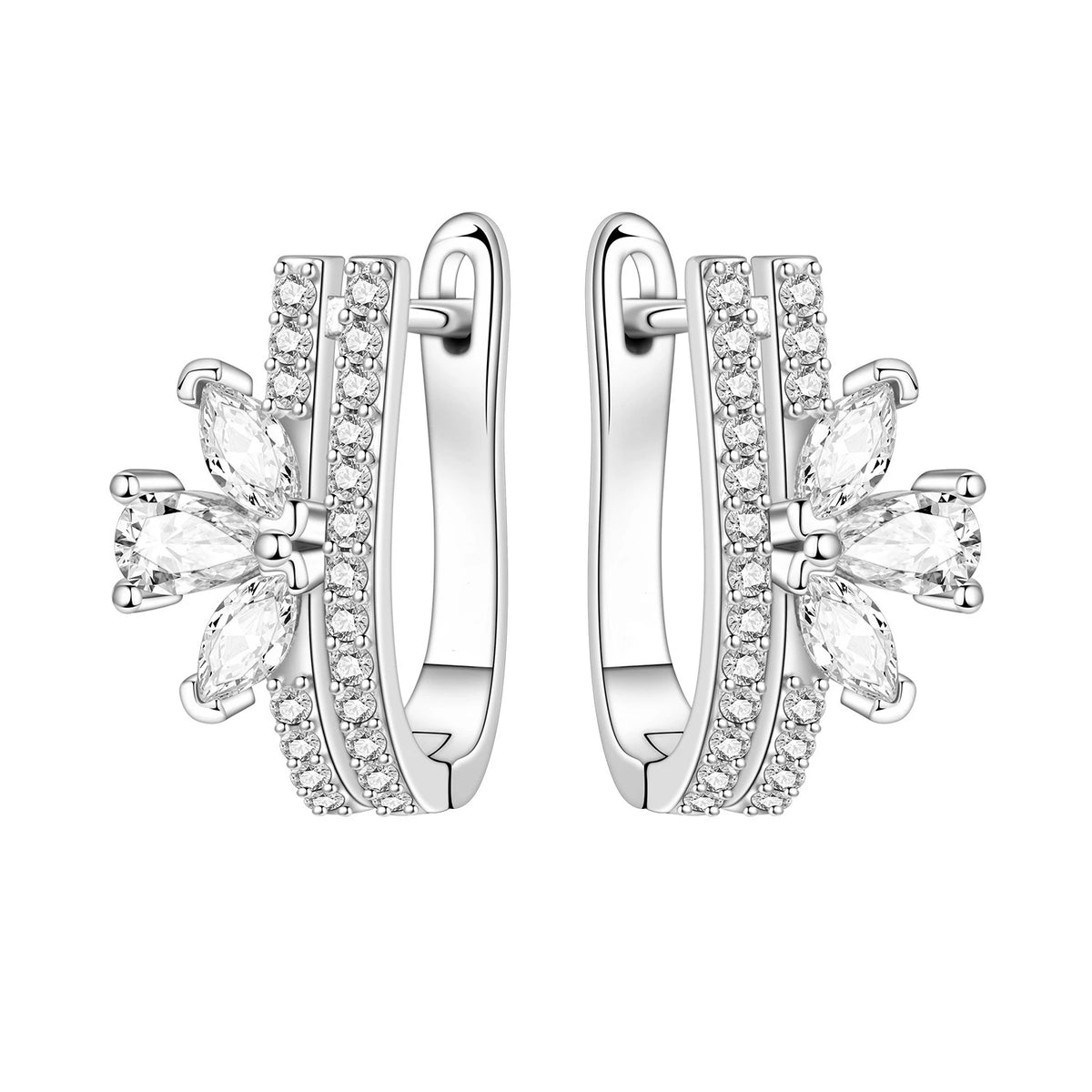 S&S Zircon Plant & Maple Leaf Hoop Earrings — S&S Collection