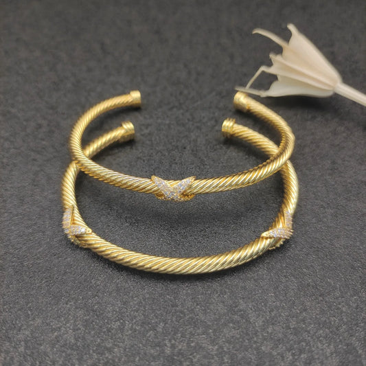 FASHIONISTA DY High-Quality 4mm Gold-Plated Diamond-Set Bracelet, Unisex Silver-Plated Diamond-Set Bracelet, Jewelry