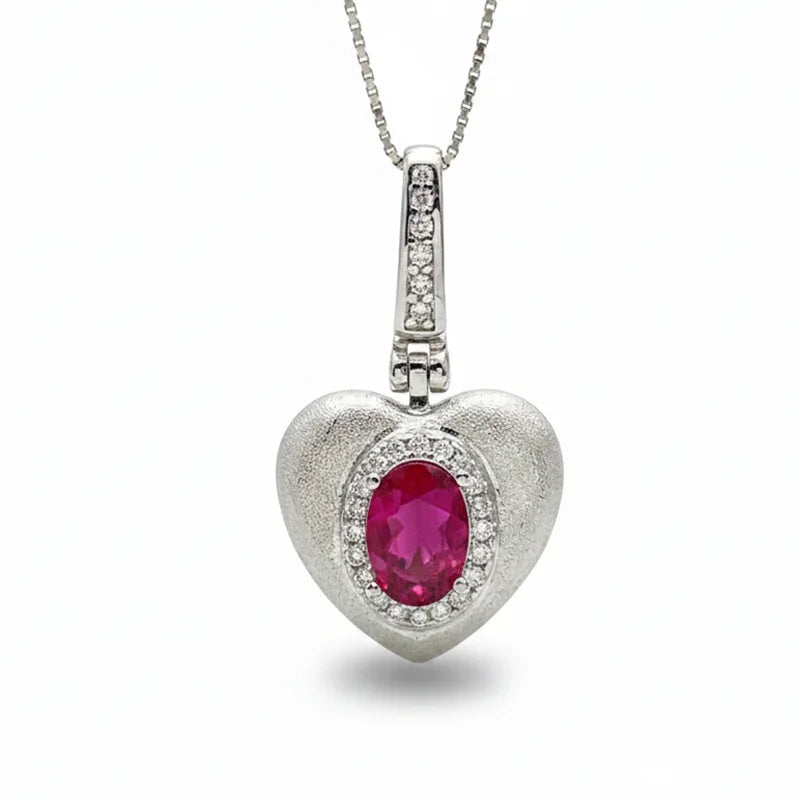 Gioiellieri Natural Red Ruby Pendant Necklace S925 Sterling Silver Fine Jewelry for Women Fashion Gemstone Charm Anniversary Gift