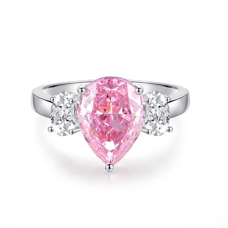 Wholesale Waterproof 5A 8A Pink Cubic Zirconia Rings 925 Sterling Silver OEM ODM Custom Factory Direct Ring Jewelry Manufacturer
