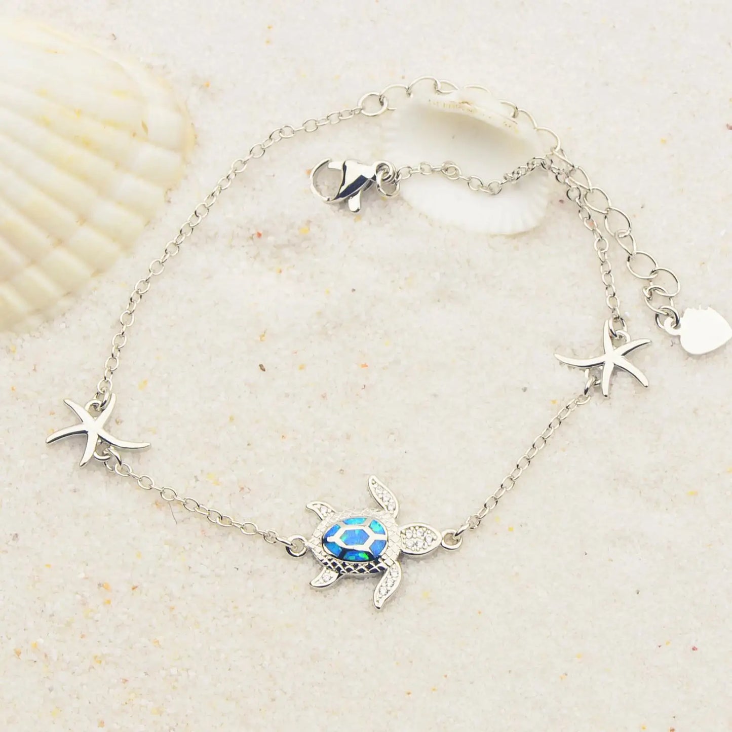 Hawaiian Beach Turtle Flower Christian Opal Beaded Trendy Silver Plated Brass Fashion Jewelry for Women's Anniversary Bulk