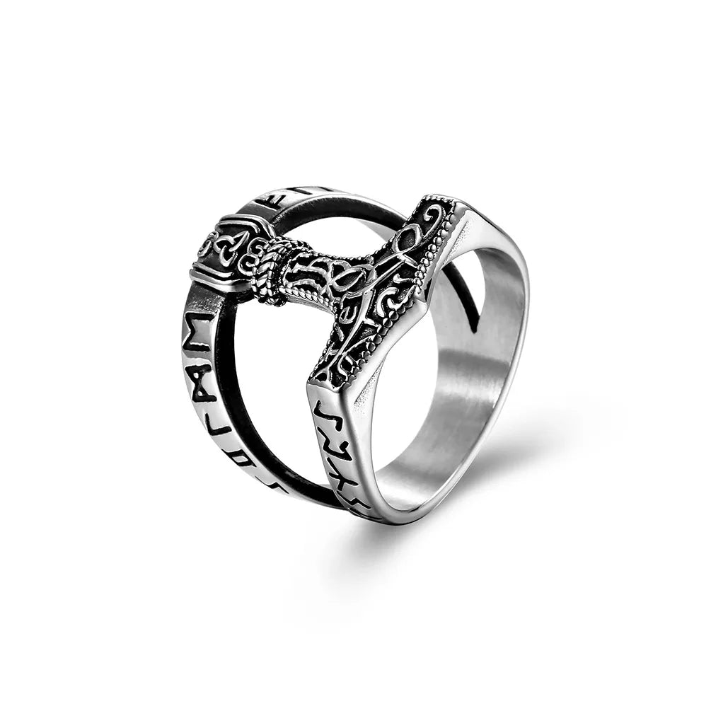 REBEL VIKING Mjolnir Thor Hammer Ring – Stainless Steel
