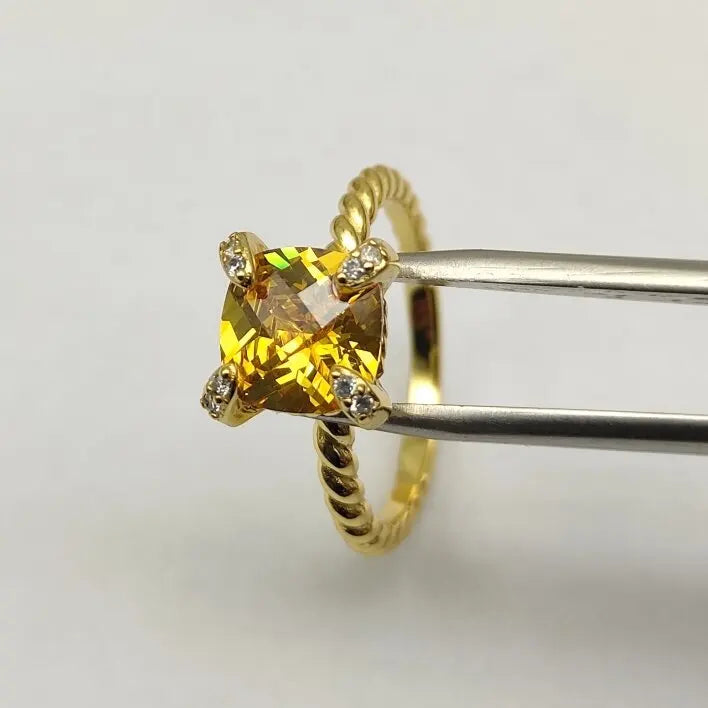 FASHIONISTA DY High-Quality Silver-Plated Diamond-Set Rings, Gold-Plated Colored Gemstone-Set Rings, Jewelry