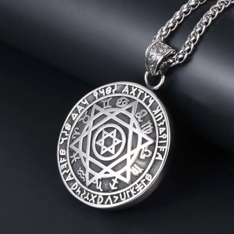 Viking Hexagram Pendant Necklace – Stainless Steel | Unisex Hip-Hop Chain