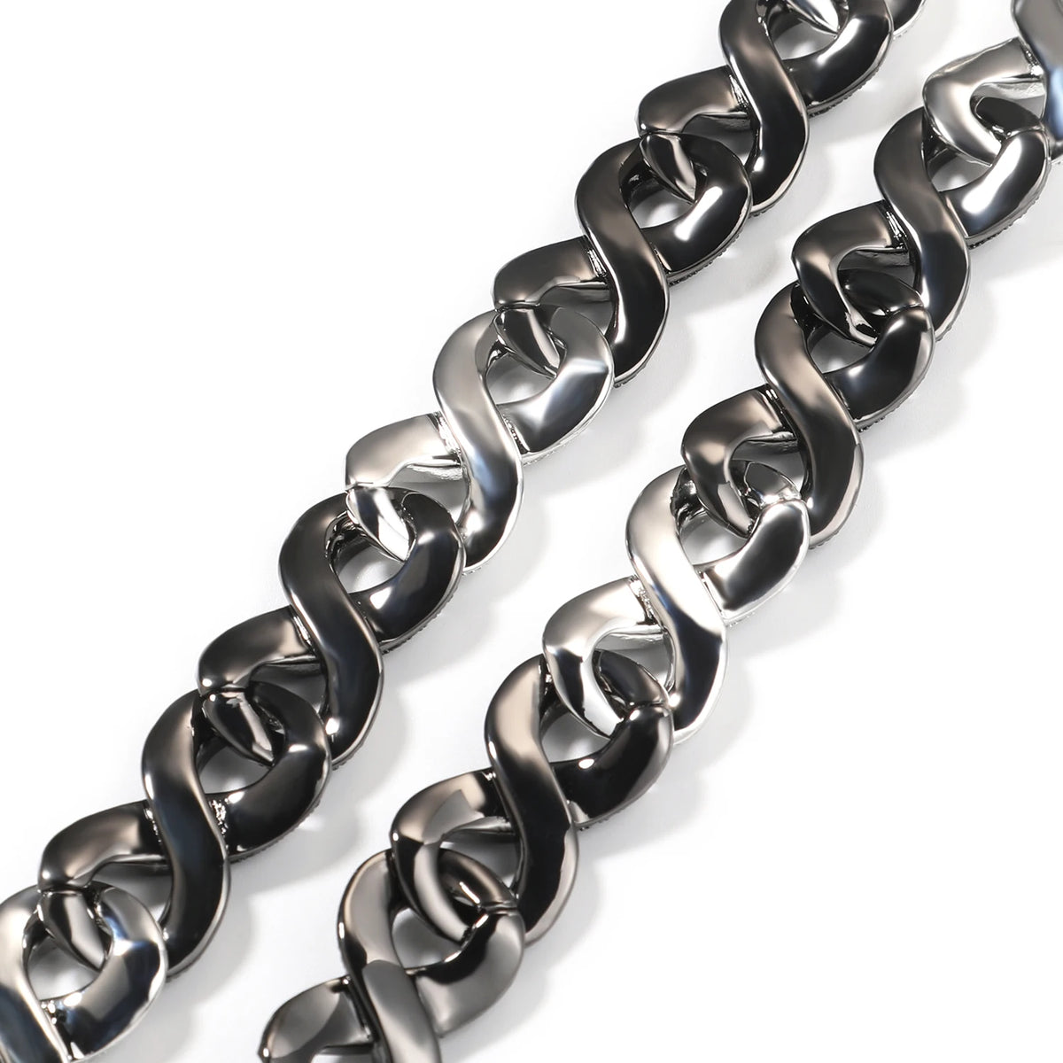 BiG-BOSS Wire Infinity Cuban Link Chain Platinum Plated Cuban Bracelet Necklace Hip Hop Iced Out Jewelry Cuban Chain with Black Zircon