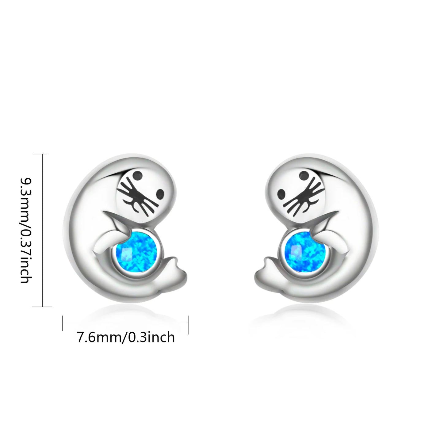 Aobao Silver Plated Brass Opal Christian Animal Stud Earrings Bohemian Style Women's Gift