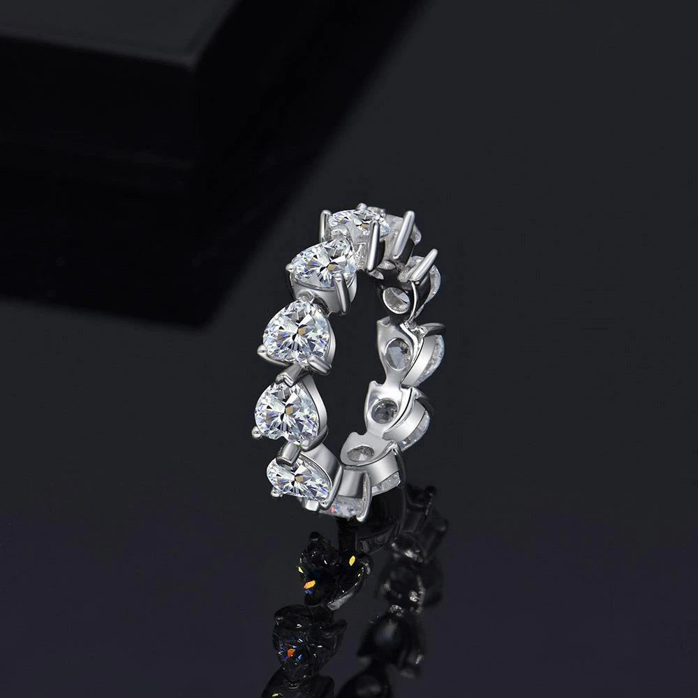 MuShan Jewelry Factory Popular 0.5 Carat Heart Shaped 5*5 Silver Ring Cross Border Retro Accessory From Europe and America