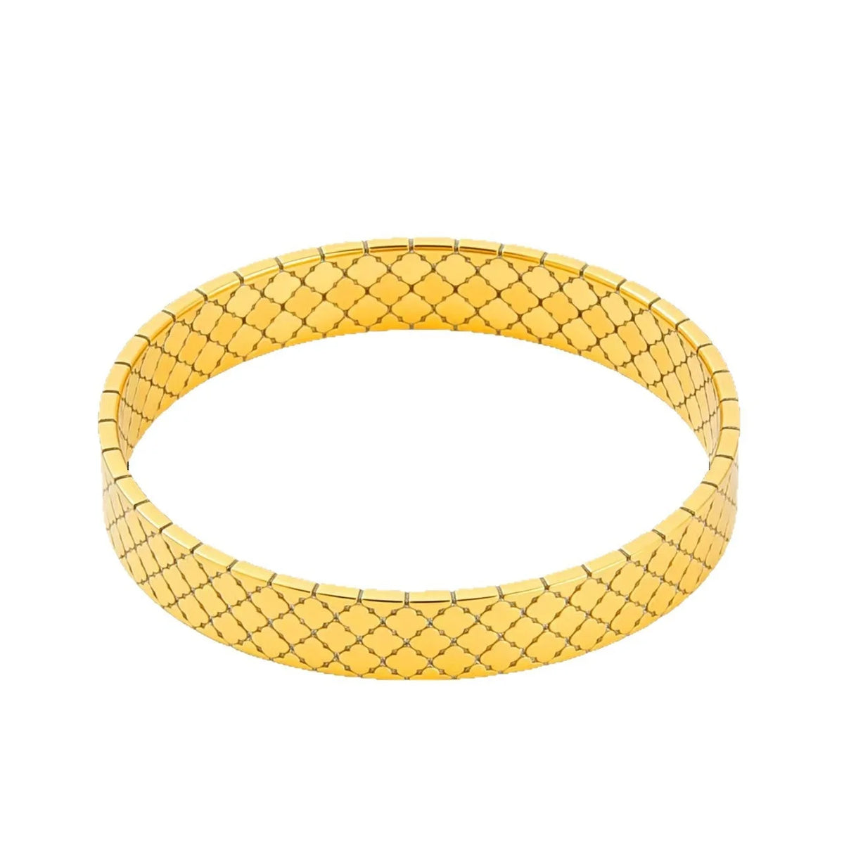 Hypoallergenic Durable Stainless Steel Diamond-Shaped Four Clover Leaf Pattern Bohemia Style Women Water Ressiance Mesh Bracelet