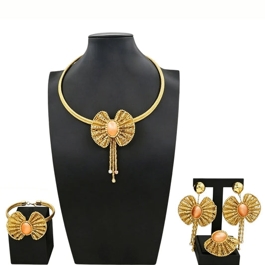 Italian Jewelry Set Alloy Brazilian Jewelry Sets Wedding Party Pendant Necklace Bracelet Ring Earrings Jewelry Set  HS2601925