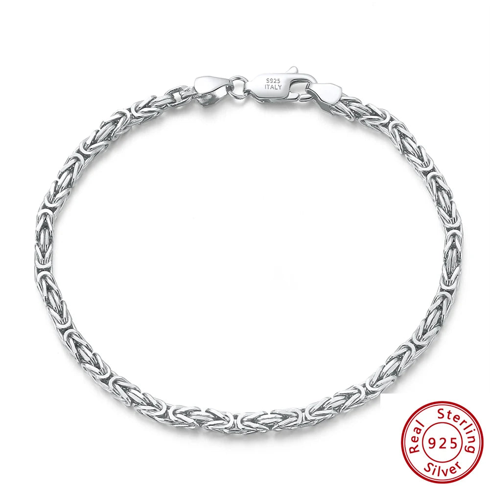 S&S RINNTIN BSB122 Handmade Italian 925 Sterling Silver 18K Gold 2.5mm Flat Byzantine Link Chain Bracelet for Women Men