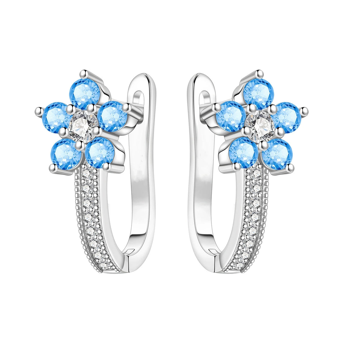 S&S Silver Plated Zircon Flower Drop Earrings | 16 Colours