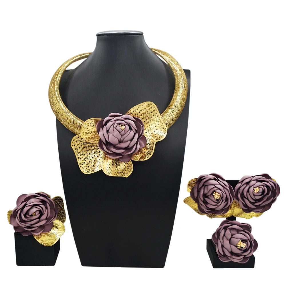 Italian Jewelry Set Alloy Brazilian Jewelry Sets Wedding Party Pendant Spiral Necklace Bracelet Ring Earrings Jewelry Set MY143