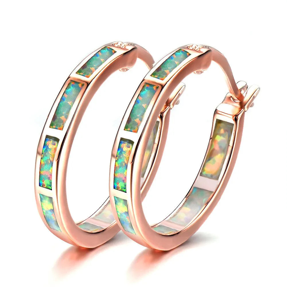 Tiktok Ins Hot Brass Geometric Bohemian Christian Blue Opal Drop Earrings Gift for Women