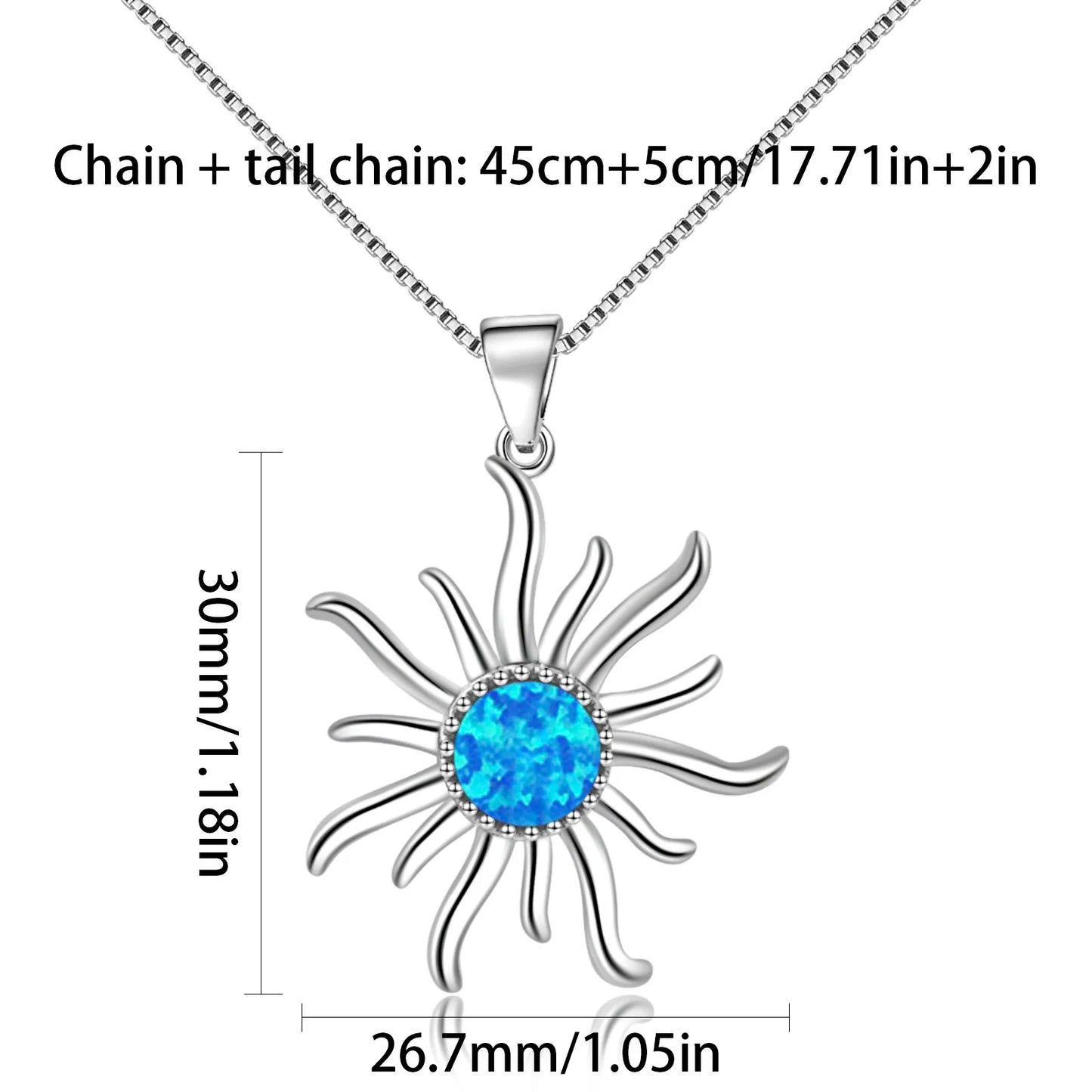 Shimmering Sunburst Necklace Aobao Opal Inlaid Center Stone Pendant Jewelry