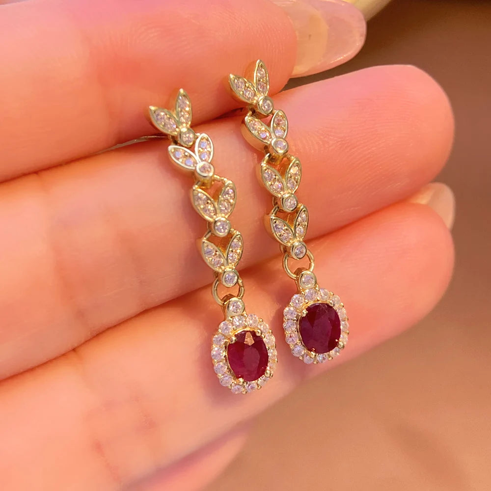 Gioiellieri Dainty Natural Ruby Drop Earrings 925 Silver Luxury Minimalist Claw Setting Yashiman Women's Third Party Appraisal