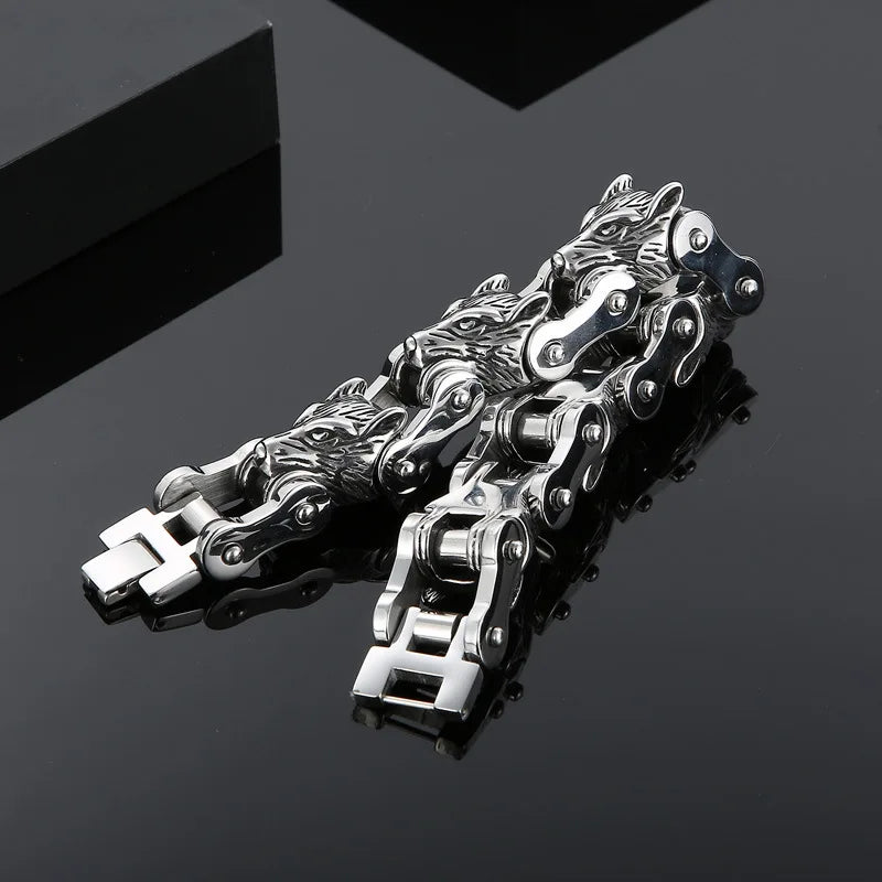 REBEL Hip Hop Biker Motorcycle Zodiac Chain Lion Animal Bracelets Stainless Steel 316L Unisex Anniversary