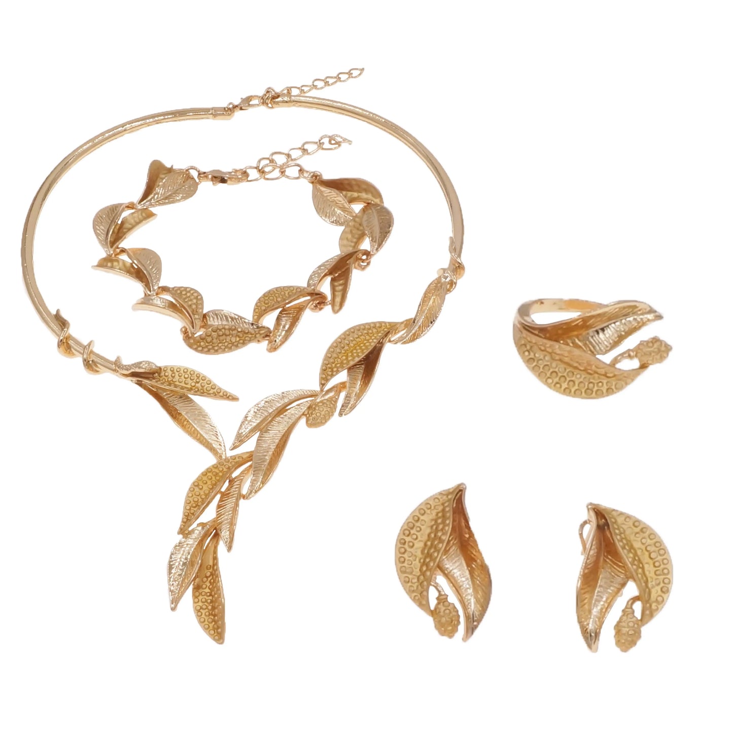 Zhuerrui Exquisite Gold Luxury Jewelry Sets Cheap Silver Leaf Shape Necklace Jewelry Set Fashion Women's Festival Gifts HA23261