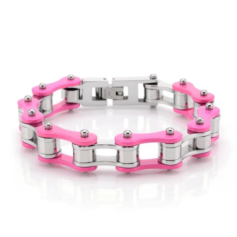 REBEL Stainless Steel Punk Style Geometric Chain Link Bracelet Rock Roll Motorcycle Bicycle Styles Matte Finis