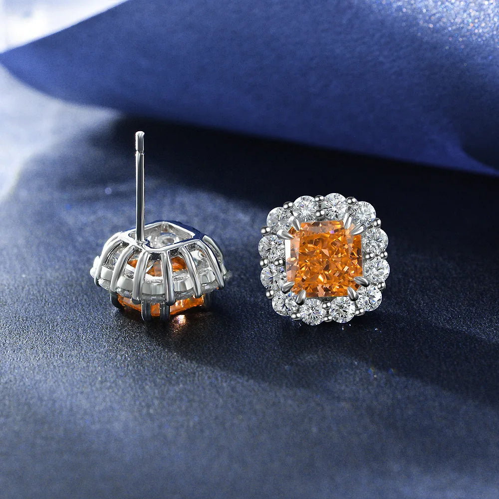 MUSHAN Jewelry Factory 2ct High Carbon Diamond Stud Earrings of Same Style As Live Broadcast 925 With Simple 7*7 Design