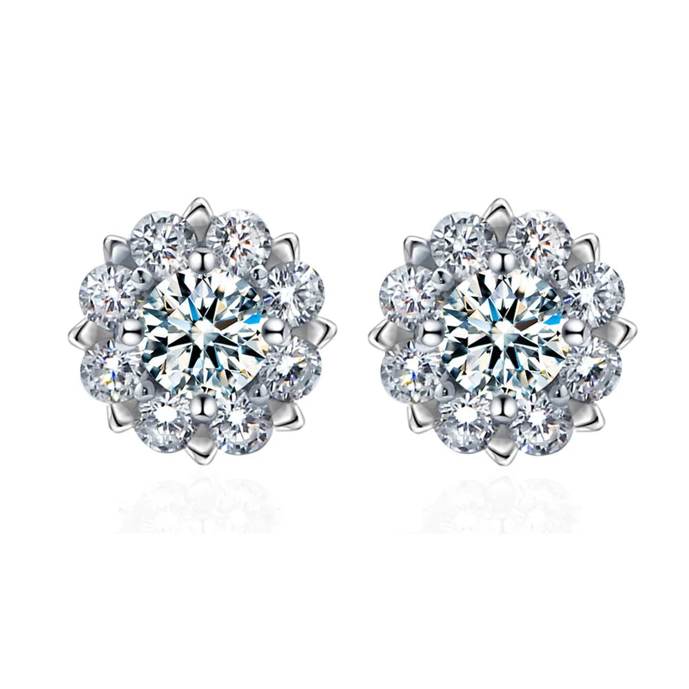 9 S925 Silver Destiny Snowflake 0.5ct Sapphire VVS GRA Moissanite Stud Earrings Necklace Rings Diamond Jewelry Set for Women