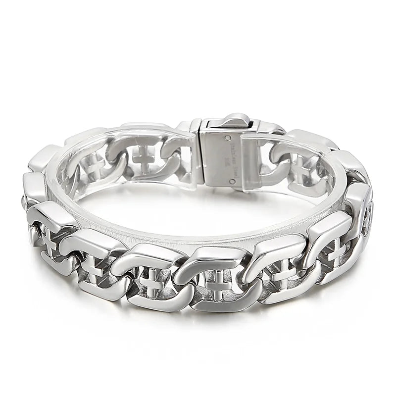 KALEN Vintage Men Stainless Steel Fashion Jewelry Bracelets Christian Cuban Link Chain Bracelet