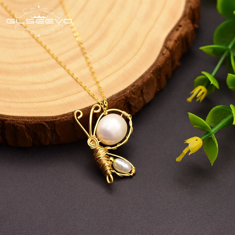 925 Sterling Silver Choker Necklace Natural Freshwater Pearl Flower  Pendant Necklace for Women Fashion Jewelry