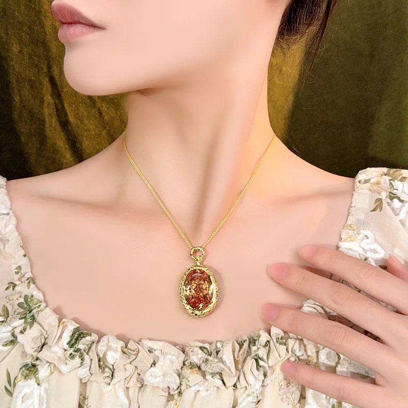 REDheart Simulation Black Gray Retro Gold Brushed Flower Shape Pendant Necklace Rhodium Plated Copper Gold Plated Party Engagement