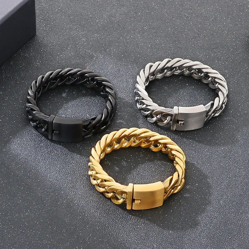 KALEN Trendy Fine Jewelry Fashion Bracelets Mens Stainless Steel Cuban Link Bracelet Bangle