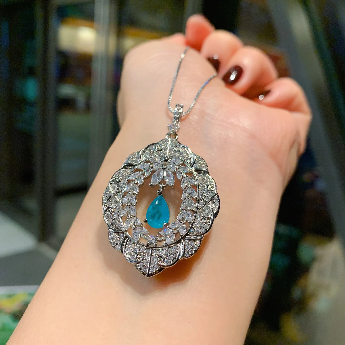 Gemfiori Fashionable Luxury Exquisite Micro Inlaid Zircon Earrings Light Luxury Niche High-end Pendant Ring Water Droplet Shaped Set