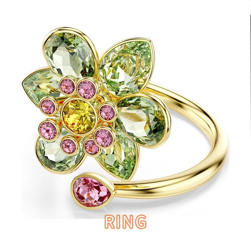 XOTICA Austria Multicolored Series High-Quality Flower-Shaped Crystal Jewelry Set, Jewelry