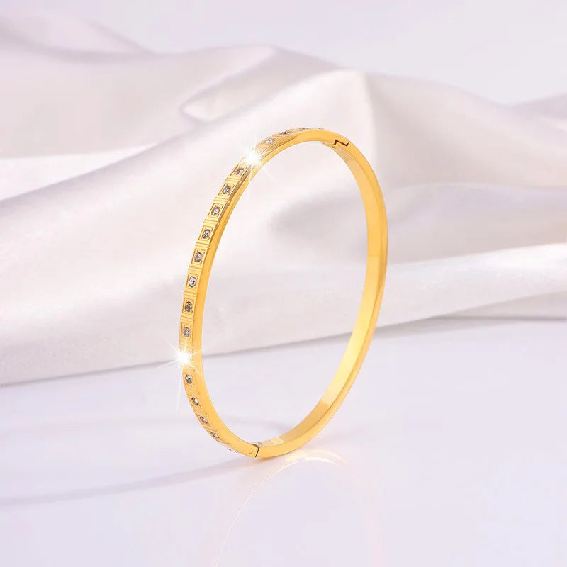 REBEL Stainless Inoxydable Stainless Steel 18K Gold Plated Roman Women Fashion Jewelry Bracelets Bangles