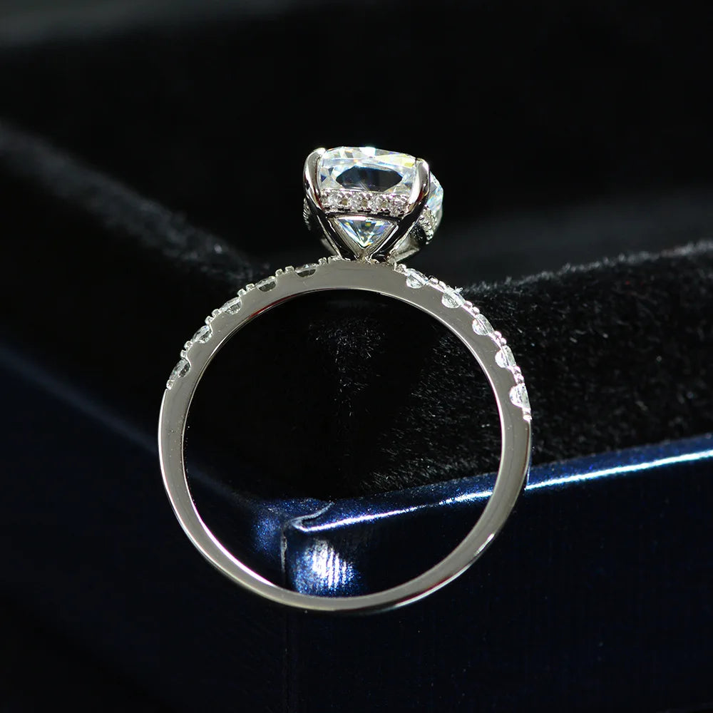 MuShan New 925 Silver Platinum Plated High Carbon Diamond Ring 3 Carat Fat Square 8*9mm Cut Pointed Sole Luxury Anniversary