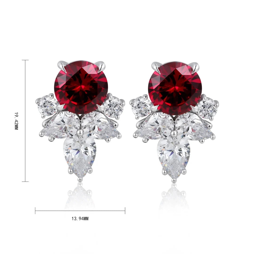 Gemfiori Anster High Quality S925 Lab Grown Ruby Earring Stud Dainty Gemstone Stud Earrings for Women Daily Wear Gift