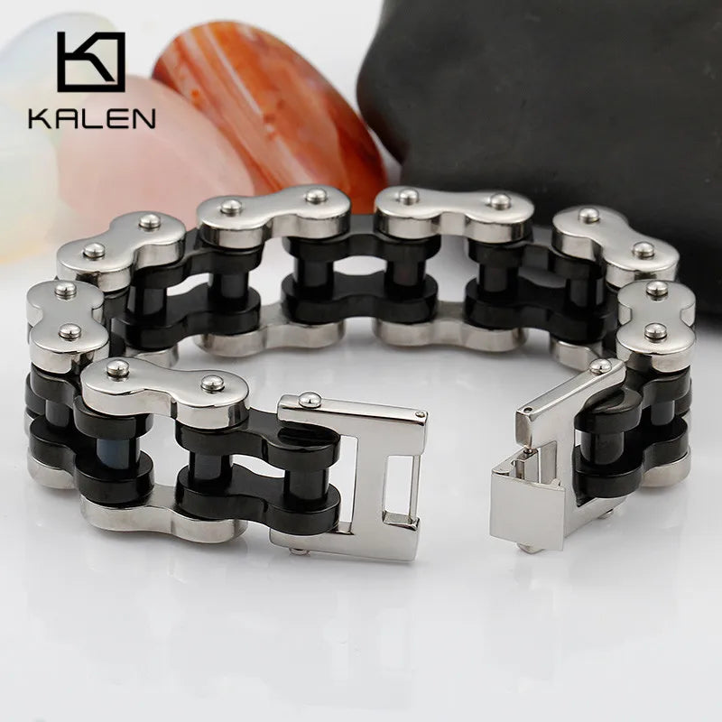VIKING Mens Heavy Chunky Motorcycle Chain Bracelet – Silver Stainless Steel