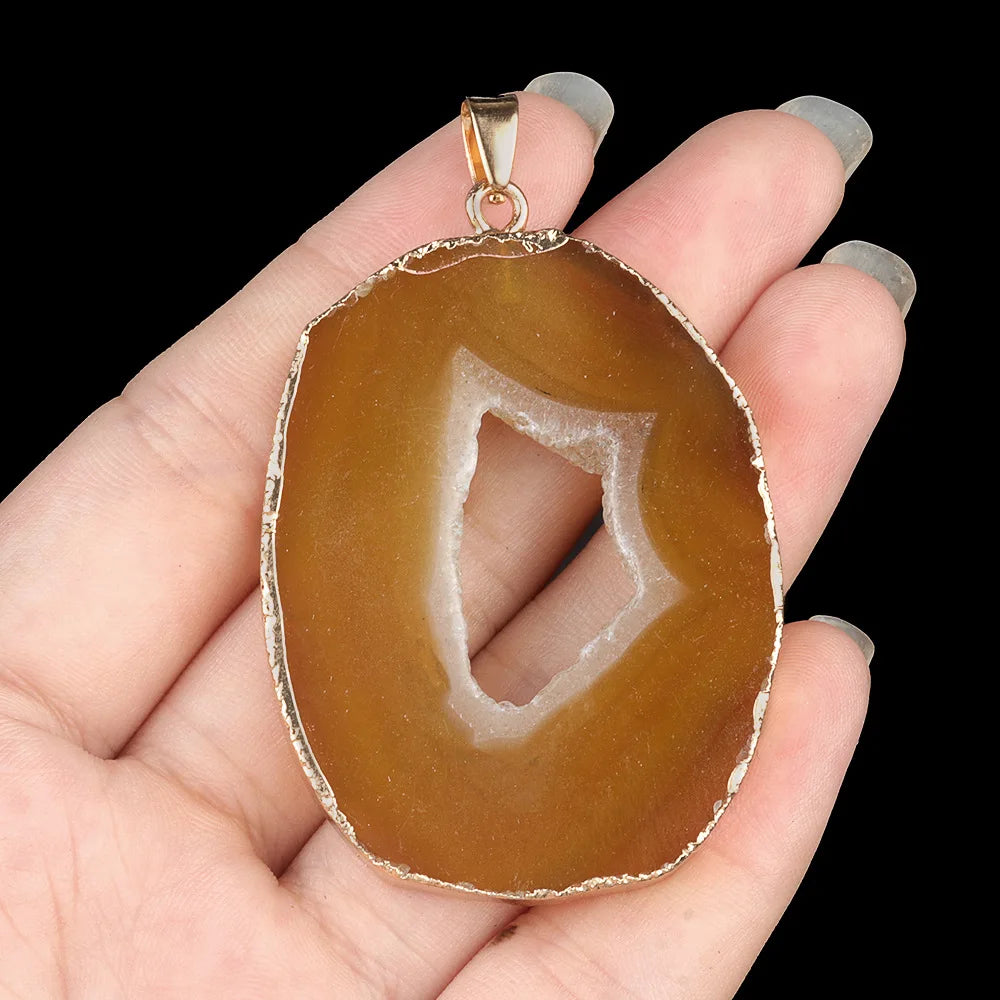 XOTICA Natural Stones Agate Crystal Pendant Gold Plated Gemstone Druzy Necklace Pendants for Women Fashion Jewelry