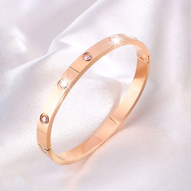 REBEL Stainless Inoxydable Stainless Steel 18K Gold Plated Roman Women Fashion Jewelry Bracelets Bangles