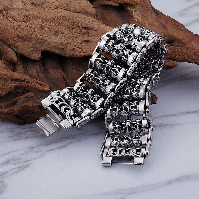 Wholesale New KALEN Men's Titanium Steel Skull Punk Charm Bracelet Trendy Fashion Accessories Personality Jewelry for