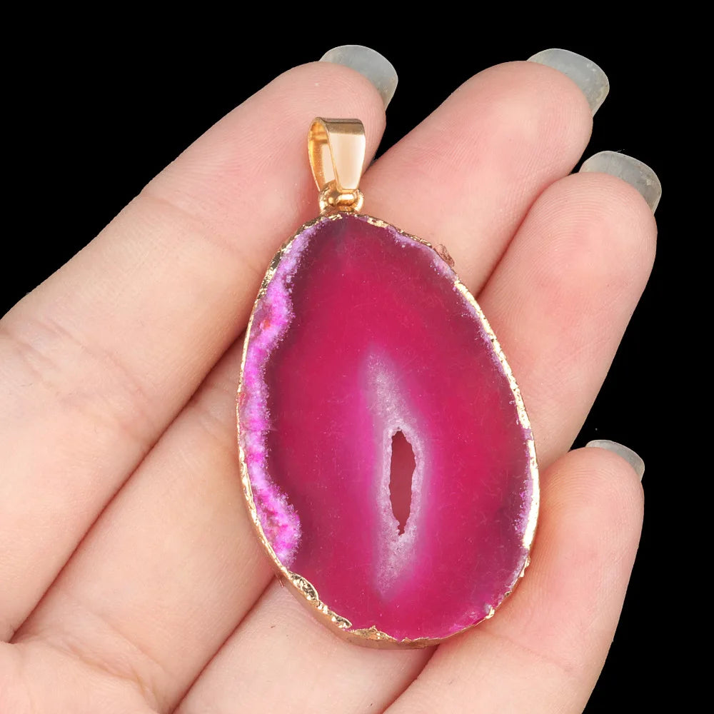 XOTICA Natural Stones Agate Crystal Pendant Gold Plated Gemstone Druzy Necklace Pendants for Women Fashion Jewelry