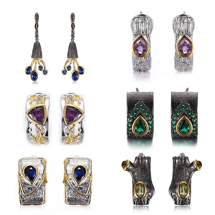 Fashion Design 925 Sterling Silver Pendant Earrings with Zircon Rhodium & 18K Gold Plated for Women