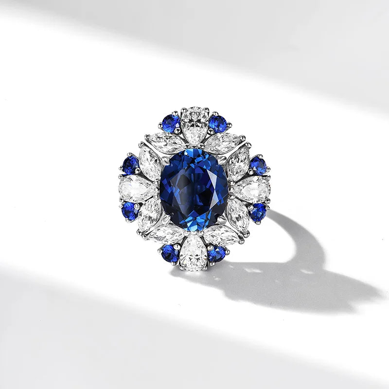 ArtistA 925 Sterling Silver Minimalist Infinity Ring Lab Grown Blue Sapphire Ring