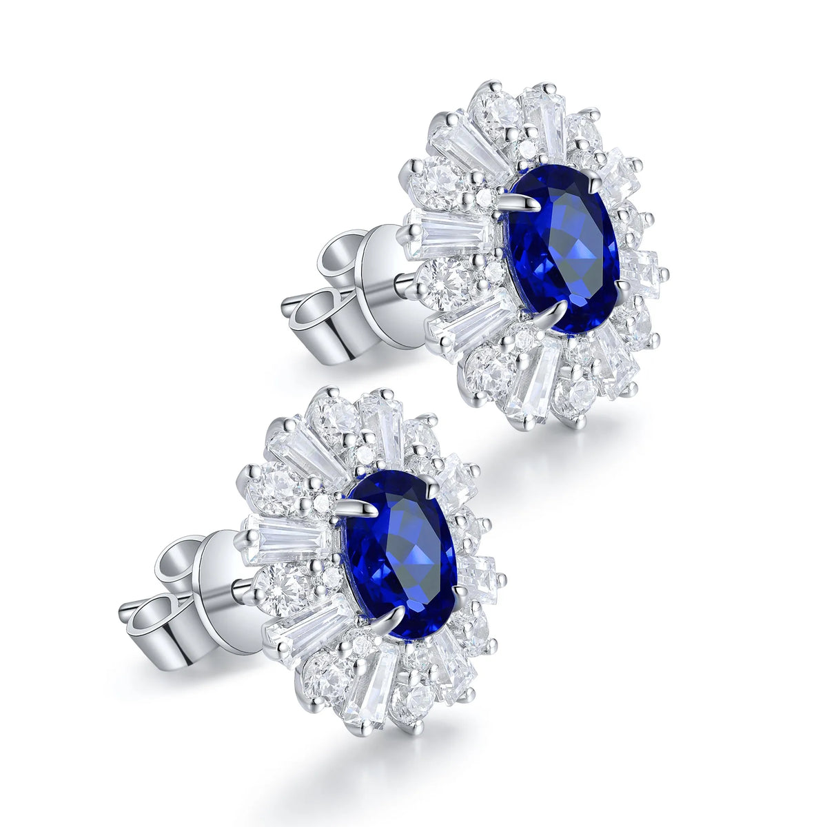 Gemfiori Anster High Quality S925 Lab Grown Sapphire Earring Stud Dainty Gemstone Stud Earrings for Women Daily Wear Gift