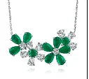Gemfiori 925 Silver Jewelry Sterling Diamond Flowers Pendant Synthetic Sapphire Necklace for Her Birthday Gift Affordable Trendy