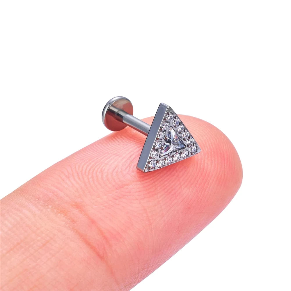 ASTM F136 G23 Titanium Waterdrop Shape Nose Stud Inlay Zircon16G Ear Tragus Body Piercing Jewelry