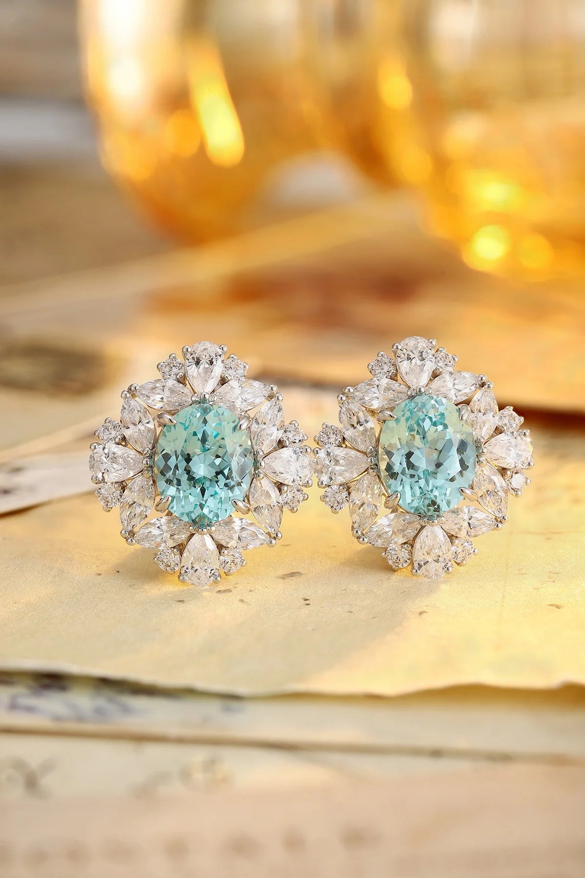 Gemfiori Anster High Quality S925 Lab Grown Paraiba Earring Stud Dainty Gemstone Stud Earrings for Women Daily Wear Gift