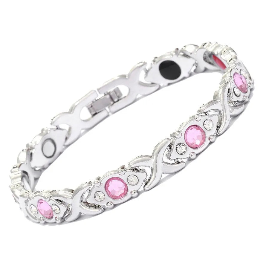 Euro-American Cross-border Hot-selling Magnetic Bracelet Stylish Luxury Lucky Clover Design Kevlar Natural Stone Single-Row